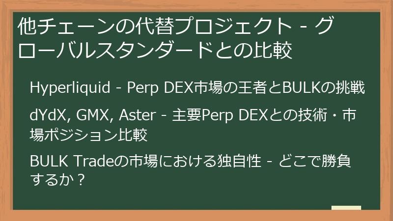 他チェーンの代替プロジェクト - グローバルスタンダードとの比較