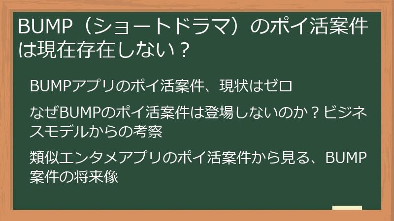 BUMP（ショートドラマ）のポイ活案件は現在存在しない？