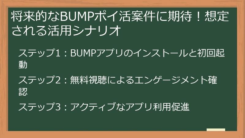 将来的なBUMPポイ活案件に期待！想定される活用シナリオ