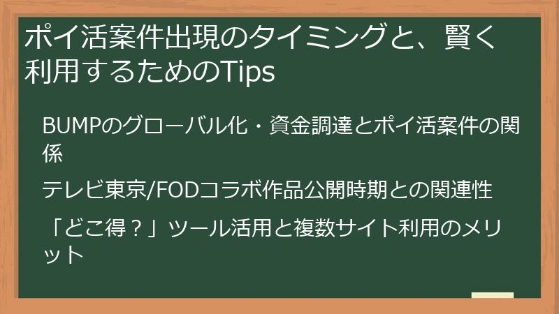 ポイ活案件出現のタイミングと、賢く利用するためのTips