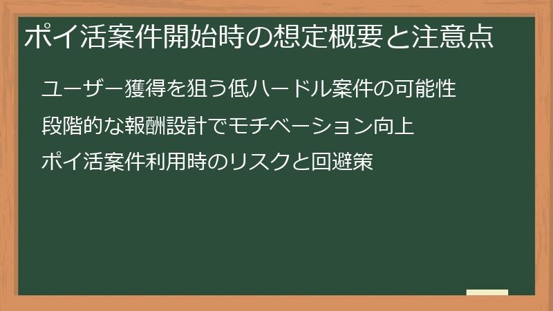 ポイ活案件開始時の想定概要と注意点
