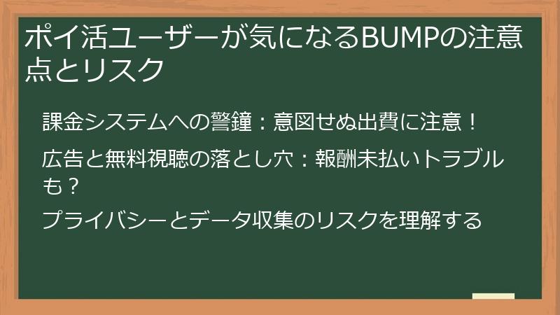 ポイ活ユーザーが気になるBUMPの注意点とリスク