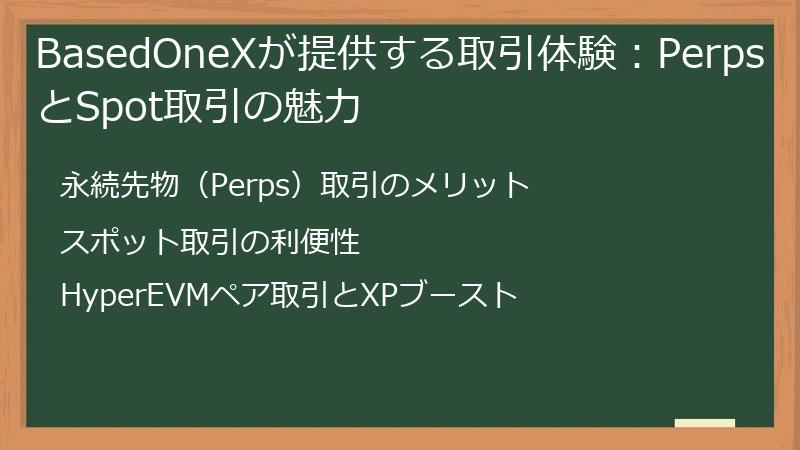BasedOneXが提供する取引体験：PerpsとSpot取引の魅力