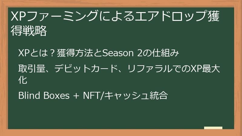 XPファーミングによるエアドロップ獲得戦略