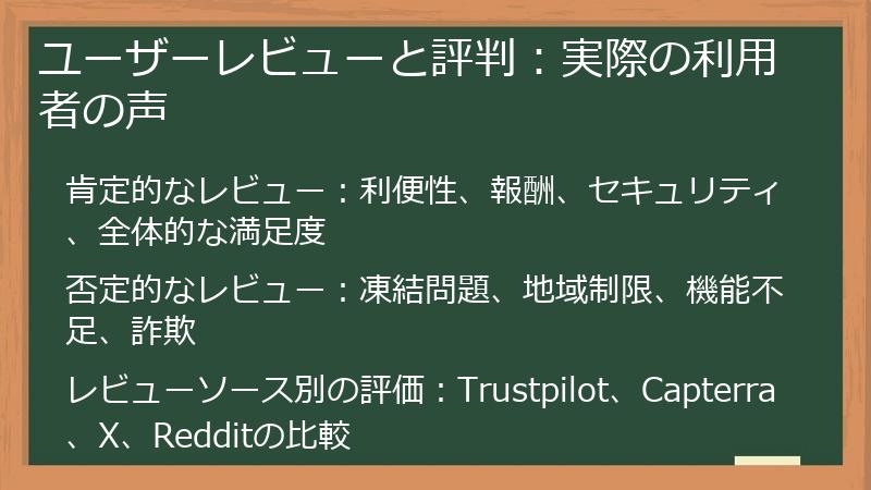 ユーザーレビューと評判：実際の利用者の声