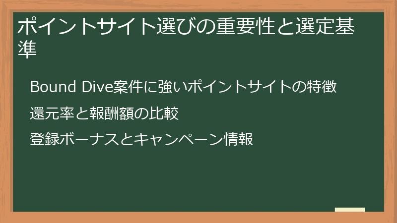 ポイントサイト選びの重要性と選定基準