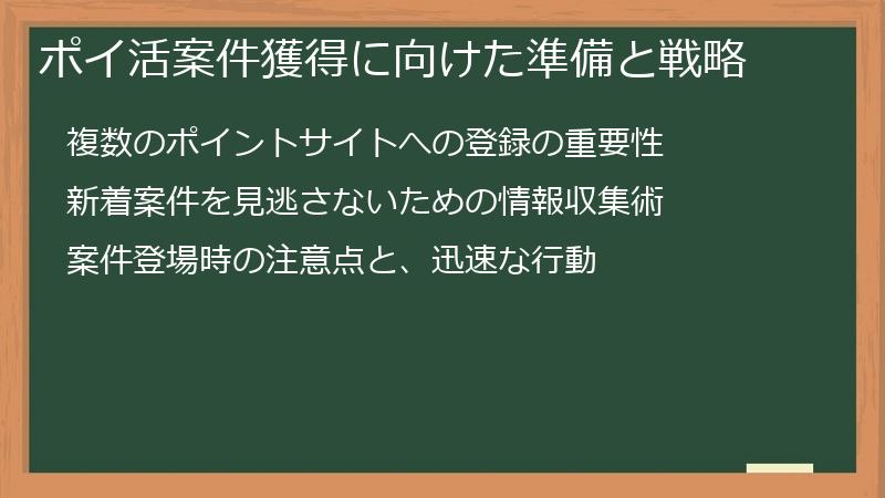 ポイ活案件獲得に向けた準備と戦略