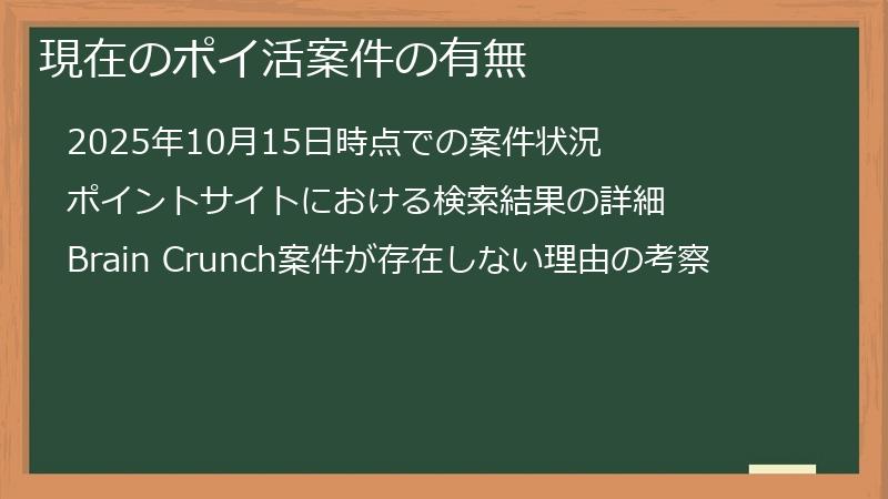 現在のポイ活案件の有無