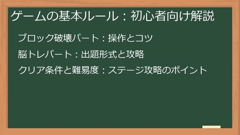ゲームの基本ルール：初心者向け解説