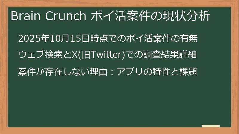 Brain Crunch ポイ活案件の現状分析