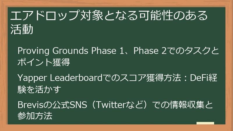 エアドロップ対象となる可能性のある活動