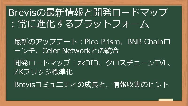 Brevisの最新情報と開発ロードマップ:常に進化するプラットフォーム