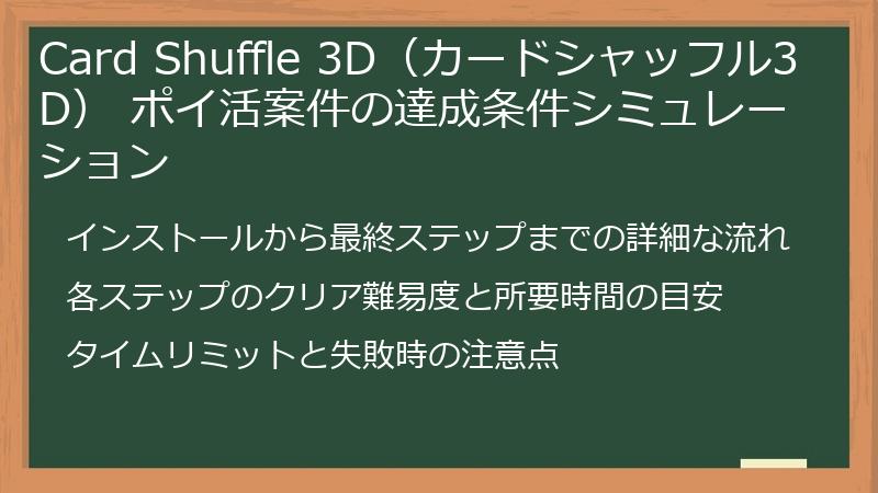Card Shuffle 3D（カードシャッフル3D） ポイ活案件の達成条件シミュレーション
