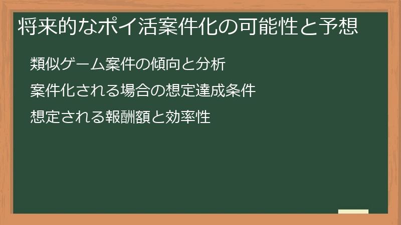 将来的なポイ活案件化の可能性と予想