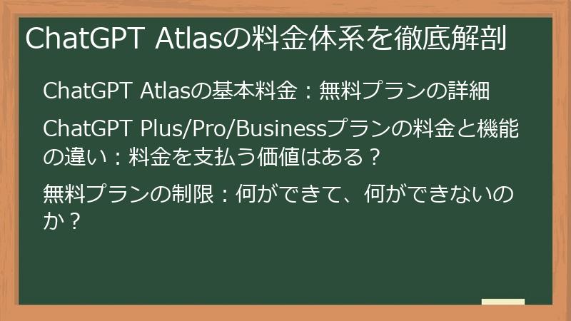 ChatGPT Atlasの料金体系を徹底解剖