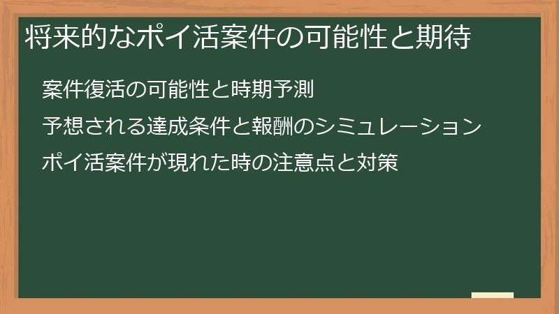 将来的なポイ活案件の可能性と期待