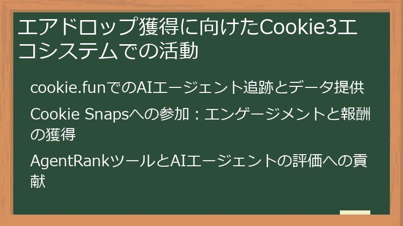 エアドロップ獲得に向けたCookie3エコシステムでの活動