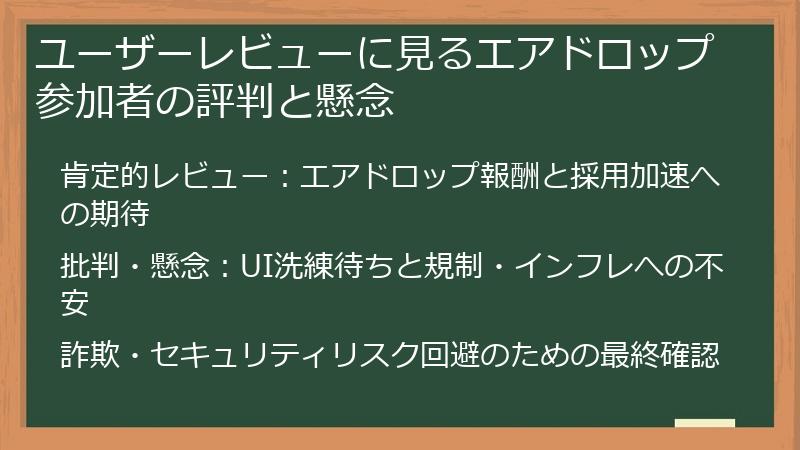 ユーザーレビューに見るエアドロップ参加者の評判と懸念