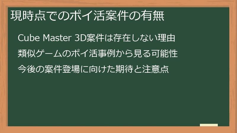 現時点でのポイ活案件の有無