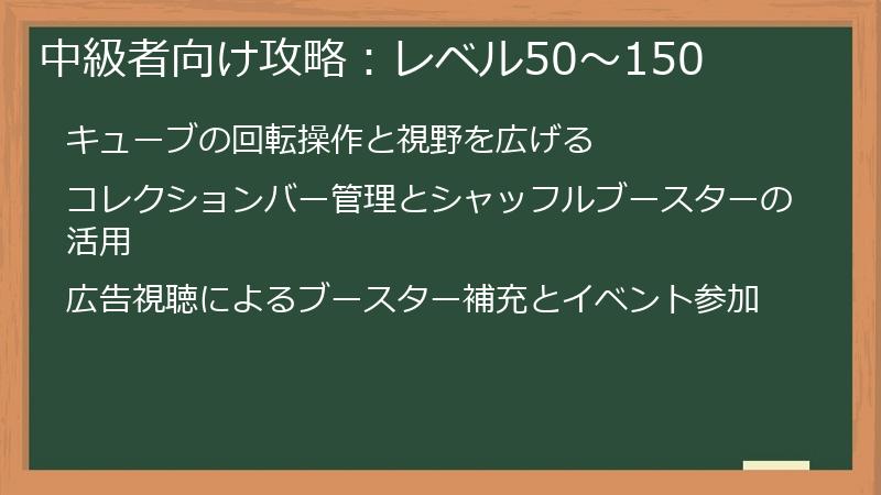 中級者向け攻略：レベル50〜150
