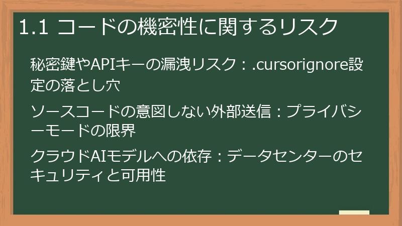 1.1 コードの機密性に関するリスク