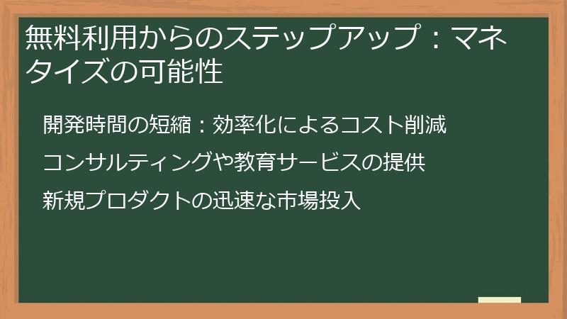 無料利用からのステップアップ：マネタイズの可能性