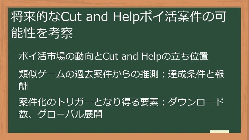 将来的なCut and Helpポイ活案件の可能性を考察