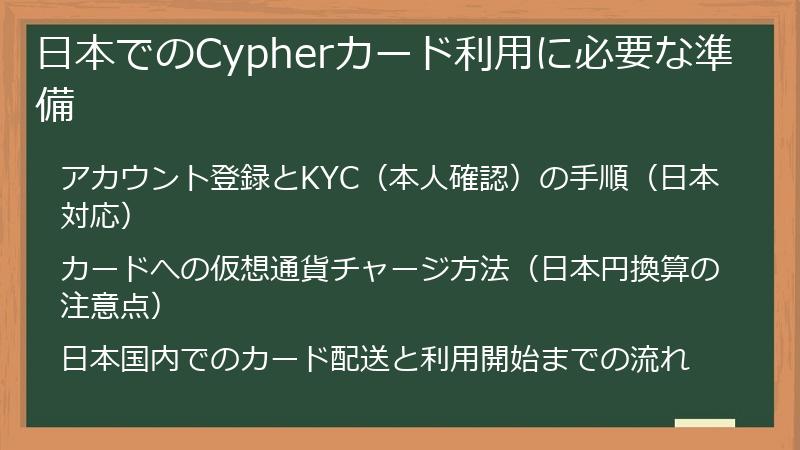 日本でのCypherカード利用に必要な準備