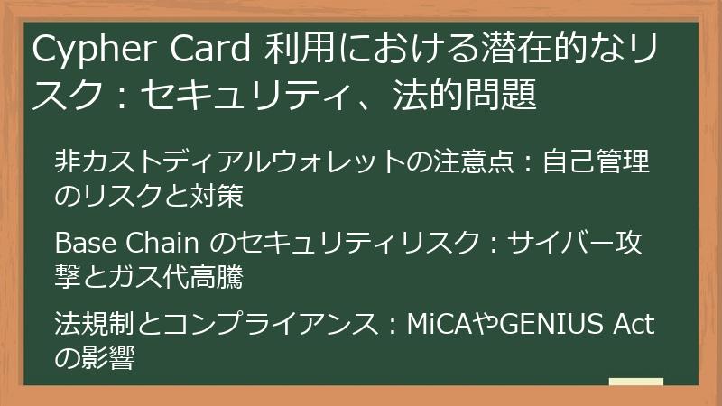 Cypher Card 利用における潜在的なリスク：セキュリティ、法的問題