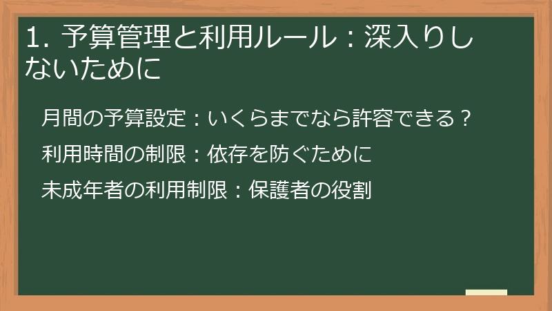 1. 予算管理と利用ルール：深入りしないために