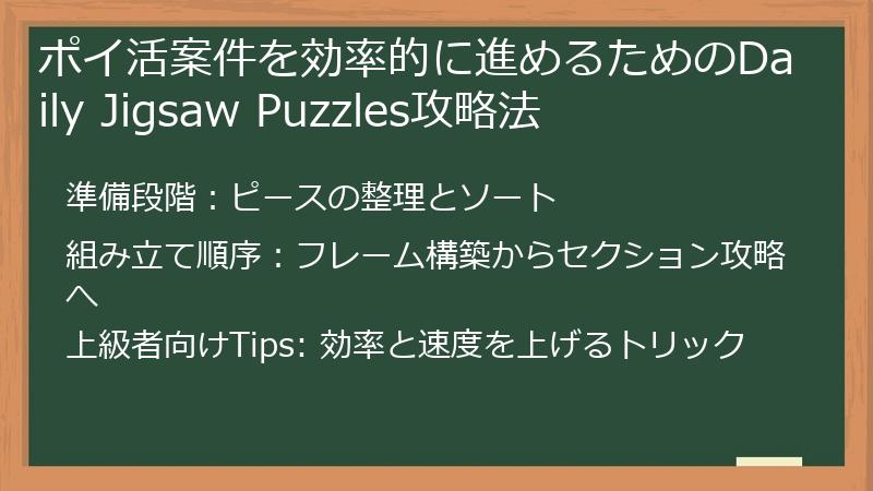 ポイ活案件を効率的に進めるためのDaily Jigsaw Puzzles攻略法