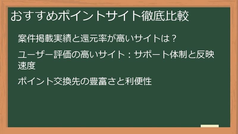 おすすめポイントサイト徹底比較