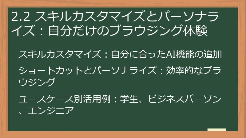 2.2 スキルカスタマイズとパーソナライズ：自分だけのブラウジング体験