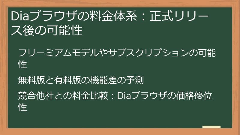 Diaブラウザの料金体系：正式リリース後の可能性