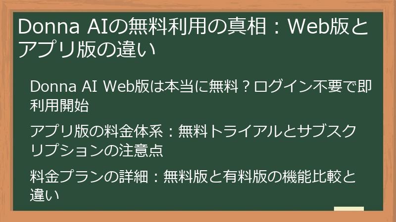 Donna AIの無料利用の真相：Web版とアプリ版の違い