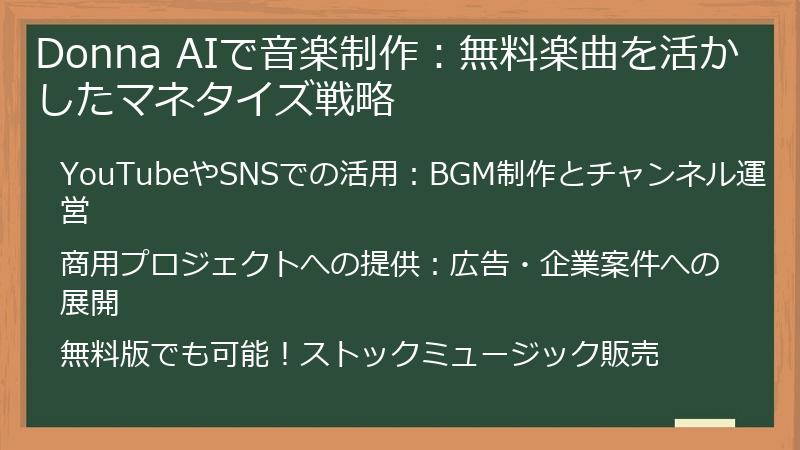 Donna AIで音楽制作：無料楽曲を活かしたマネタイズ戦略