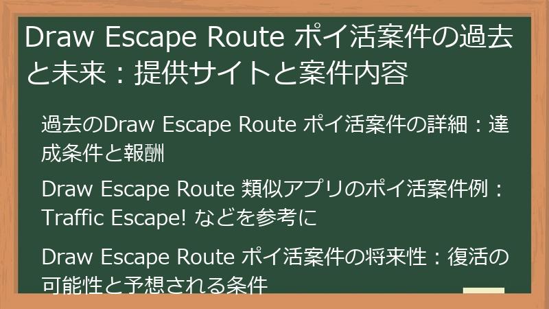 Draw Escape Route ポイ活案件の過去と未来：提供サイトと案件内容