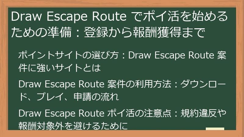 Draw Escape Route でポイ活を始めるための準備：登録から報酬獲得まで