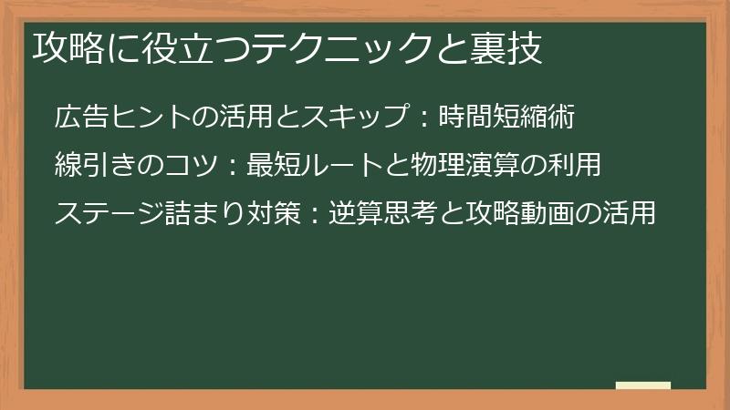 攻略に役立つテクニックと裏技