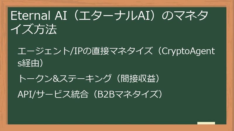 Eternal AI（エターナルAI）のマネタイズ方法
