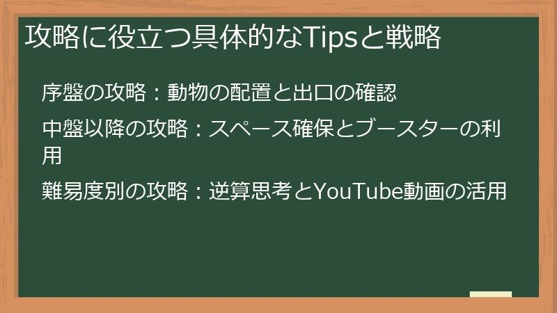 攻略に役立つ具体的なTipsと戦略