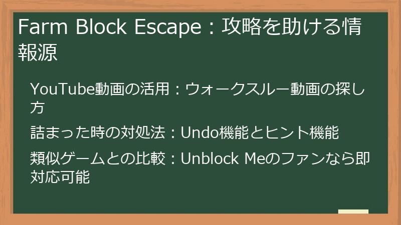 Farm Block Escape：攻略を助ける情報源