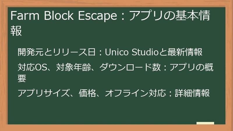 Farm Block Escape：アプリの基本情報