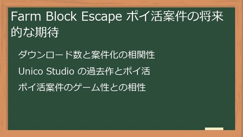 Farm Block Escape ポイ活案件の将来的な期待