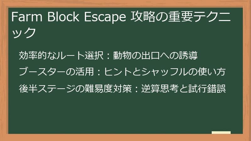 Farm Block Escape 攻略の重要テクニック