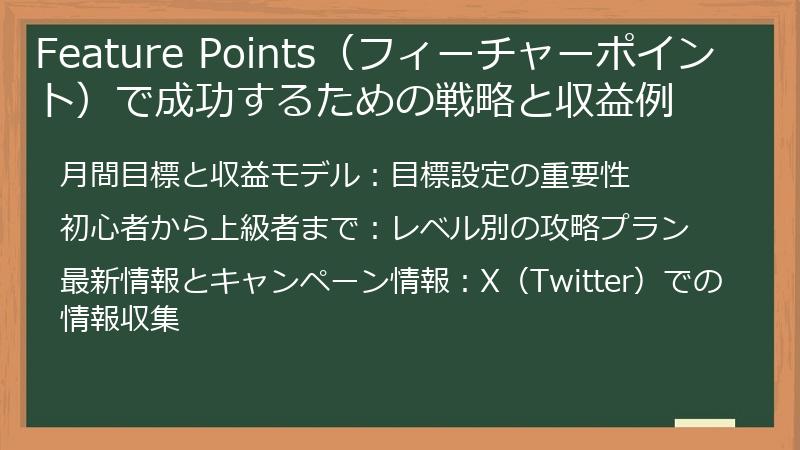 Feature Points（フィーチャーポイント）で成功するための戦略と収益例