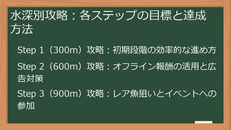 水深別攻略：各ステップの目標と達成方法