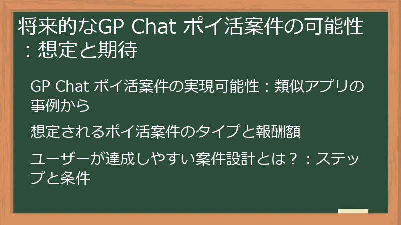 将来的なGP Chat ポイ活案件の可能性：想定と期待