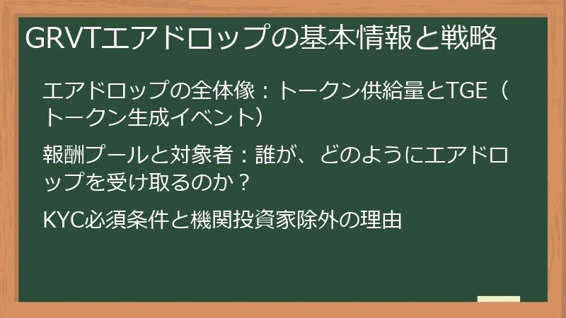 GRVTエアドロップの基本情報と戦略