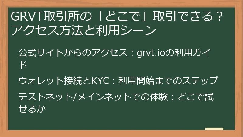 GRVT取引所の「どこで」取引できる？アクセス方法と利用シーン